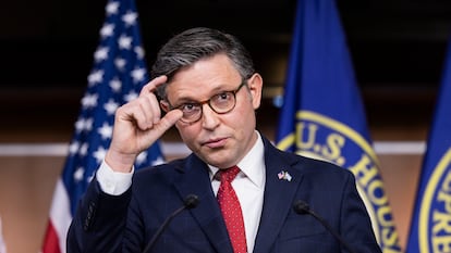 El presidente de la Cámara de Representantes, Mike Johnson, este martes en el Capitolio.