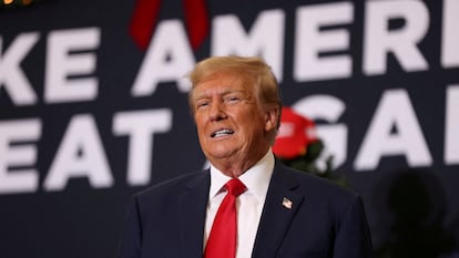 Republican presidential candidate and former U.S. President Donald Trump attends a campaign event in Waterloo, Iowa, U.S. December 19, 2023.