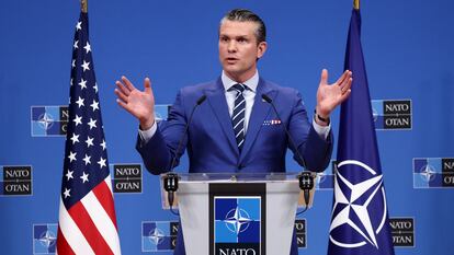 Pete Hegseth, secretario de Defensa de EE UU, en la sede de la OTAN, en Bruselas, el 13 de febrero.