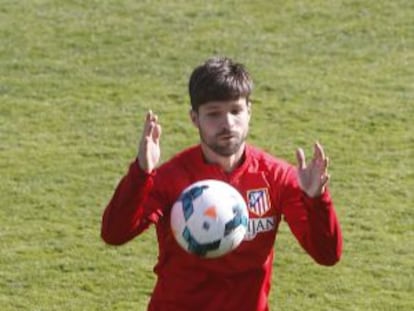Diego, durante un entrenamiento del Atlético.