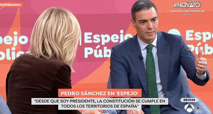 Pedro Sánchez, durante la entrevista en 'Espejo público' de Susana Griso.