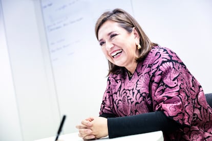 Xóchitl Gálvez during the interview with EL PAÍS this Sunday in Madrid.