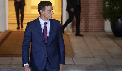 Pedro Sánchez, nesta segunda-feira, na Moncloa.