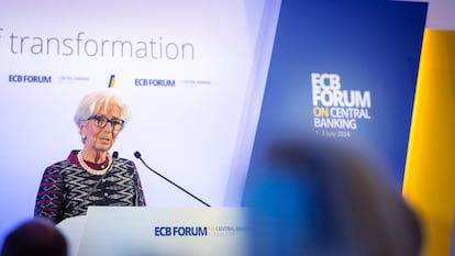 La presidenta del Banco Central Europeo (BCE), Christine Lagarde, en Sintra.