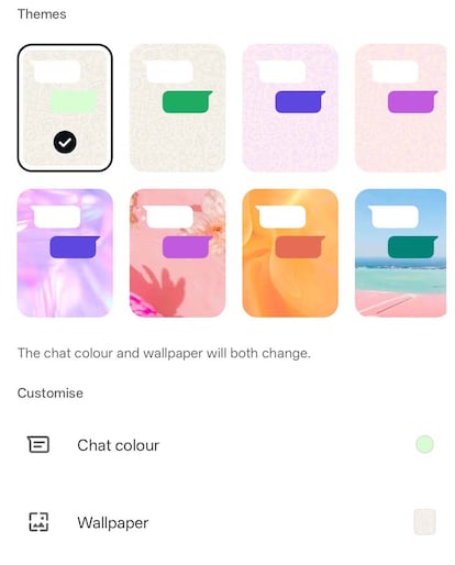 Nuevos temas en la app de WhatsApp