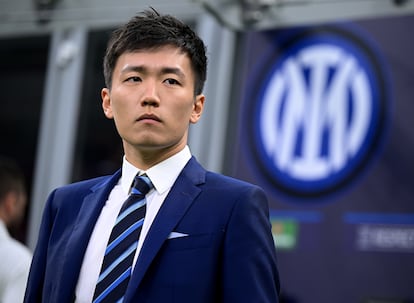 Steven Zhang, presidente del Inter de Milán, antes de la semifinal disputada en San Siro el 16 de mayo.