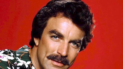 Tom Selleck in a promotional image from 'Magnum, P.I.' from 1985.