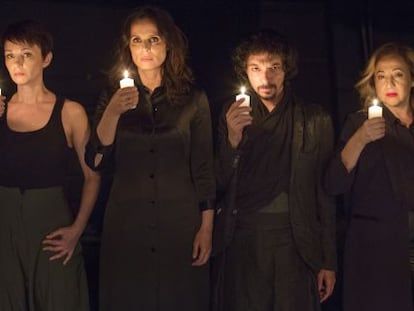 Manuela Paso ( Antígona) Aitana Sánchez- Gijón (Medea) Juan Antonio Lumbreras ( Edipo rey) y Carmen Machi ( Creonte),en el Teatro de la Abadía.