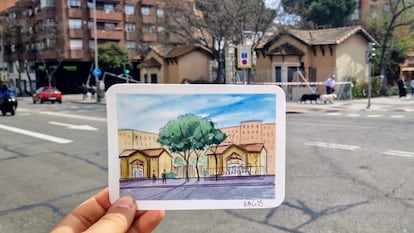 Dibujo de la Puerta Bonita de Carabanchel.