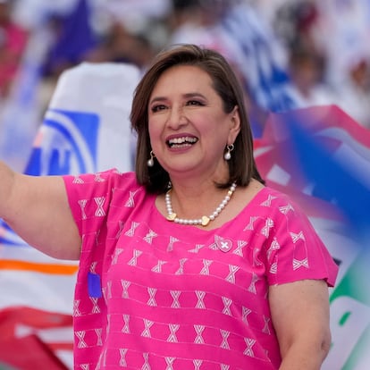 Presidential candidate Xóchitl Galvez waves during her opening campaign rally in Irapuato, Mexico, Friday, March 1, 2024. General Elections are set for June 2.(AP Photo/Fernando Llano)