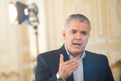 O presidente Iván Duque no Palácio de Nariño.