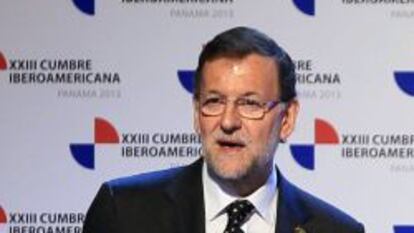 El presidente del gobierno, Mariano Rajoy, se dirige a los asistentes al acto de inauguración de la XXIII Cumbre Iberoamericana de Panamá.