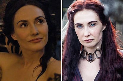 Se tirasse o colar, Melisandre morria. Como se vê à esquerda, não era bem assim.
