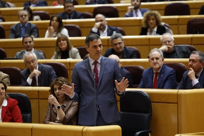 Pedro Sánchez, en su última intervención en el Senado, el 12 de marzo de 2024.