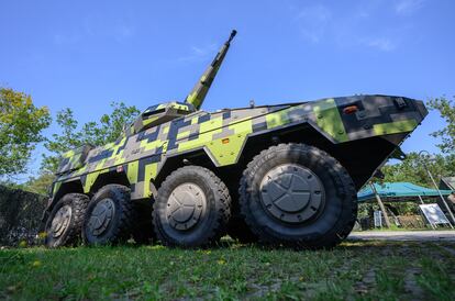 Un prototipo del sistema de defensa aérea "Skyranger" de la empresa de armamento alemana Rheinmetall