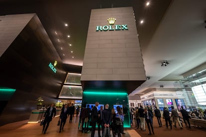 Puesto de la marca Rolex en una feria de relojes suizos en Ginebra, el pasado 27 de marzo.