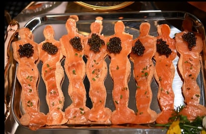 Canapés de salmón con forma de Oscar