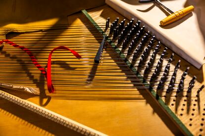 Detalles de lar cuerdas del instrumento.
