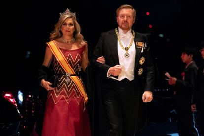 Los reyes de los Países Bajos, Guillermo y Máxima, en la cena.